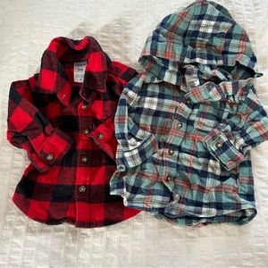 3 for $30 CARTER'S Bundle of 2 Plaid Flannel Shirts Sz 3m
